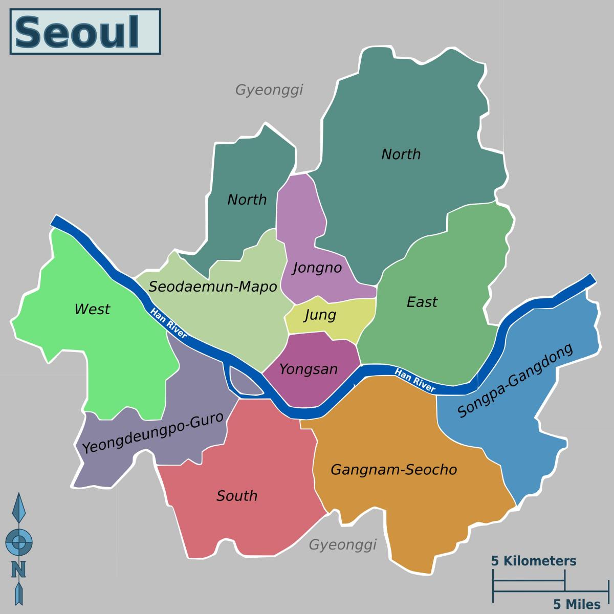 Mappa dei quartieri di Seoul